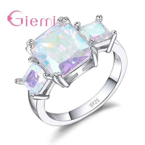 Beautiful Rainbow Stone Women Jewelry Ring