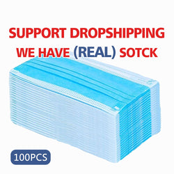 10-100pack Tri-Layered Disposable Facemask
