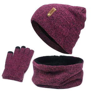 Knitted Winter Hat Scarf Gloves