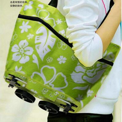 2 in 1 foldable shopping bag with wheels Reusable