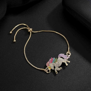 Luxury Crystal Unicorn Jewelry Set Cute Rainbow Horse Silver