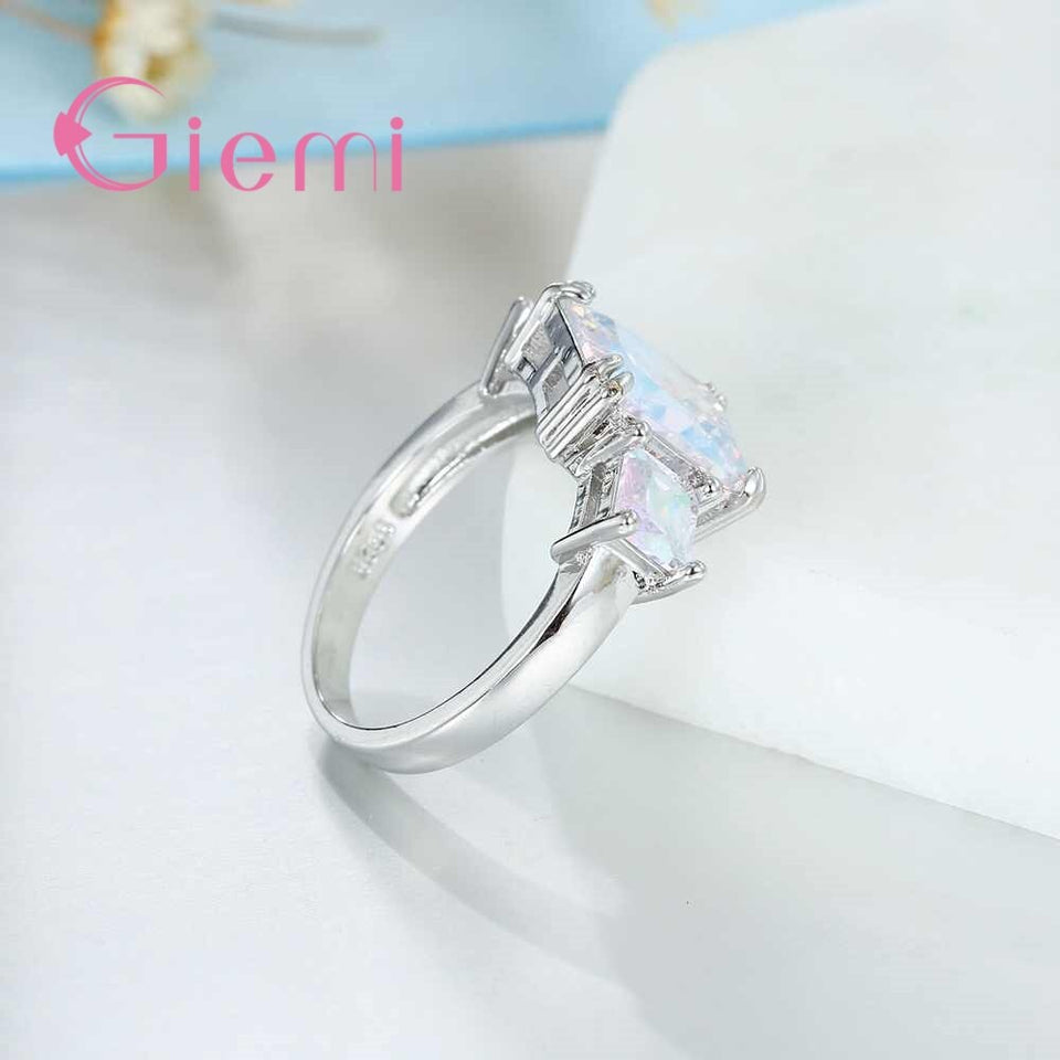 Beautiful Rainbow Stone Women Jewelry Ring