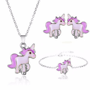 Cartoon Unicorn Necklace Set