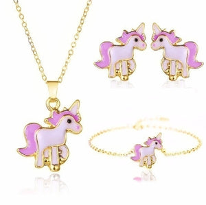 Cartoon Unicorn Necklace Set