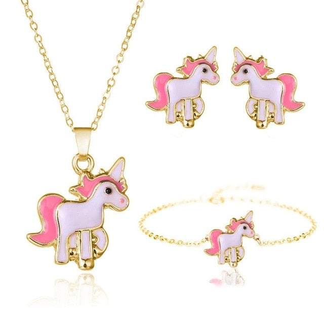 Cartoon Unicorn Necklace Set