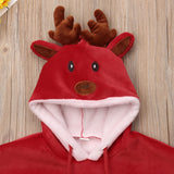 Xmas Deer Kids Baby Girls Fleece Cape Hooded