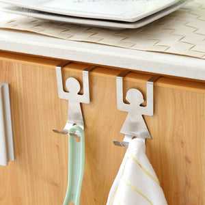 Cute Human Shaped Stainless Steel Door Dual Hanger Hook