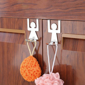 Cute Human Shaped Stainless Steel Door Dual Hanger Hook