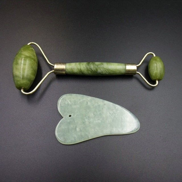 100% Anti-Aging Jade Roller & Gua Sha Scraping Tool Set