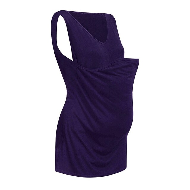 Women Sleeveless Kangaroo Mommy Pocket Tops