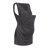Women Sleeveless Kangaroo Mommy Pocket Tops